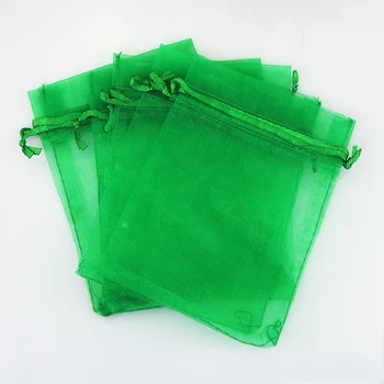 1000шт 13 * 18см Травянисто-зеленая подарочная сумка из Органзы, упаковка ювелирных изделий, сумки для показа, мешочек на шнурке Для браслетов/ожерелья/ср. Сумка для пряжи