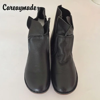 Careaymade/осенне-зимние ботинки ручной работы, ботинки из натуральной кожи с верхним слоем, кожаная обувь в стиле ретро, ботильоны в стиле сен для девочек