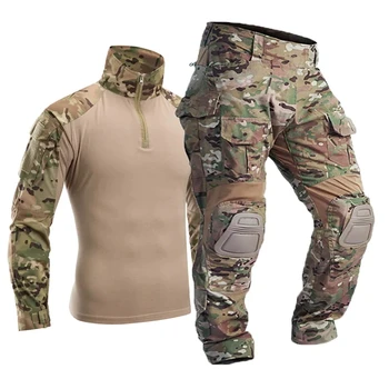 Мужские Военные Тактические брюки G3 CP, Камуфляжные Многокамерные брюки-карго, Наколенники, Рабочая одежда, Боевая форма, Армейские рубашки для страйкбола