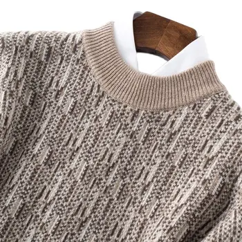 Модный Шерстяной свитер, Мужской Пуловер с круглым вырезом, Осень-зима 2023, Мягкий и теплый вязаный пуловер, вязаный свитер, Топ из 100% мужчин