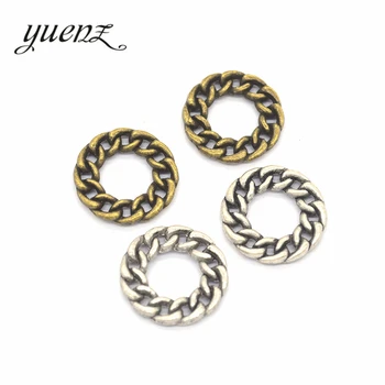 YuenZ 10 шт., 2 цвета, кольцо-цепочка из античного серебра, подвески, подходят для браслета, ожерелья, изготовления металлических ювелирных изделий своими руками, 20 * 20 мм, B107