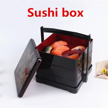 Трехслойная японская коробка для суши, ланч-бокс, коробка для закусок для пикника, пакеты для фаст-фуда, коробка для бенто, коробка для упаковки закусок, Подарочная коробка для конфет, ланч-бокс