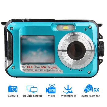 Подводная водонепроницаемая цифровая камера 2.7 K 48MP с двойным экраном, подходящая для подводного плавания, серфинга и дрифтинга