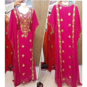 Розовые Кафтаны с V-образным вырезом Farasha Abaya, Марокканские кафтаны из Дубая, платье, очень модное длинное платье