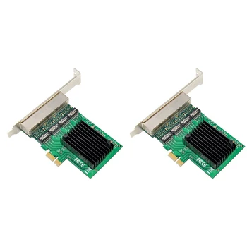 2X RJ-45 4-Портовый Серверный адаптер Ethernet, Гигабитная сетевая карта, Интерфейс PCI-E X1