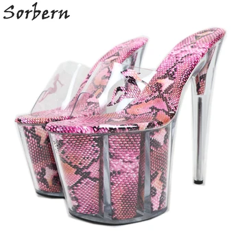 Женские босоножки Sorbern с прозрачной змейкой, летняя обувь на платформе из перспекса на высоком каблуке 20 см, фетиш-обувь без застежки с открытым носком на заказ