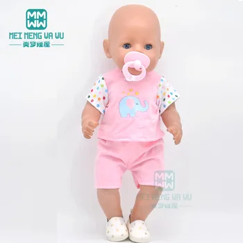 Детская одежда по размеру 43 см, аксессуары для новорожденных кукол, небесно-голубая футболка, шорты с соской