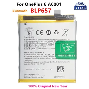 100% Оригинальный Аккумулятор BLP657 3300 мАч Для OnePlus 6 A6001, оригинальные Аккумуляторы для телефонов последнего производства