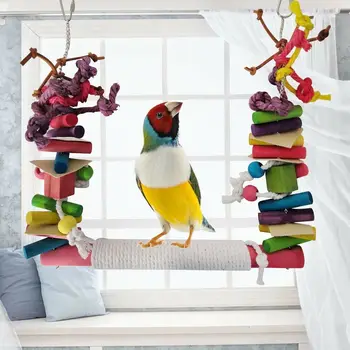 Новый Деревянный Подвесной Гамак С Клювами, Попугаи-Попугайчики, игрушки для птиц, домашнее животное, Лестница для Лазания, Игрушки для жевания попугаев, Качели