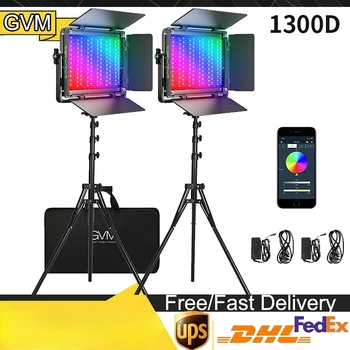 GVM 2 упаковки 1300D RGB светодиодного видеосветильника 65 Вт, комплект светодиодного панельного освещения с управлением по Bluetooth, 25000лукс/0,5 м для студии YouTube, видео