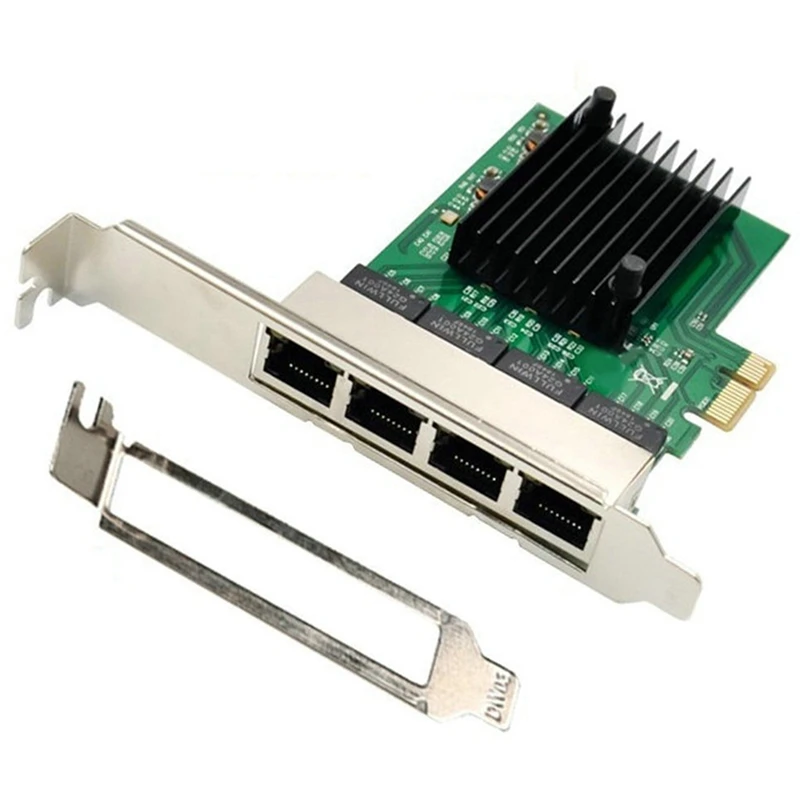 2X RJ-45 4-Портовый Серверный адаптер Ethernet, Гигабитная сетевая карта, Интерфейс PCI-E X1
