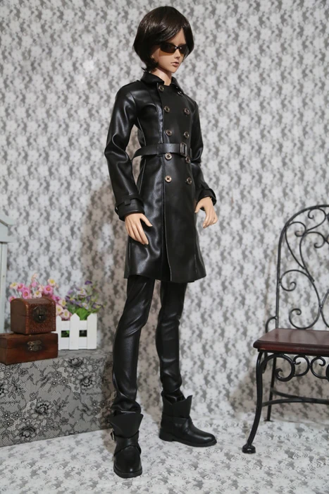 M1013 детская игрушка ручной работы 1/6 1/3 1/4 дядя кукла одежда BJD/SD кукольный реквизит Аксессуары одежда Черный кожаный тренч 1 шт.