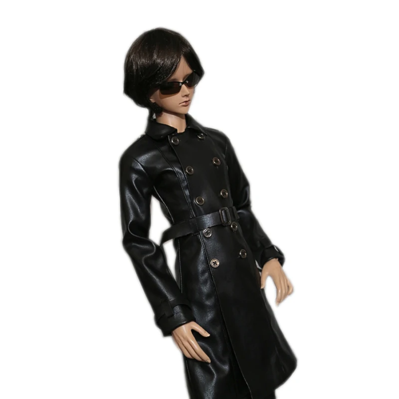M1013 детская игрушка ручной работы 1/6 1/3 1/4 дядя кукла одежда BJD/SD кукольный реквизит Аксессуары одежда Черный кожаный тренч 1 шт.