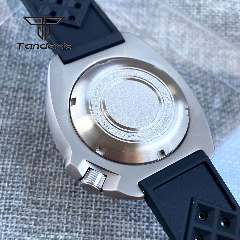 Tandorio Titanium NH35A 44 мм 20 бар Легкие Автоматические Часы для Дайвинга для Мужчин Сапфировое Стекло Керамический Безель Дата Резиновый Ремешок
