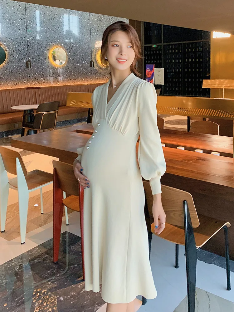 Вязаное платье для беременных Женщин, Осенне-зимнее Облегающее Платье для мамы в Корейском Стиле, Осенняя Одежда для беременных Женщин, Уличная Мода, Лидер Продаж