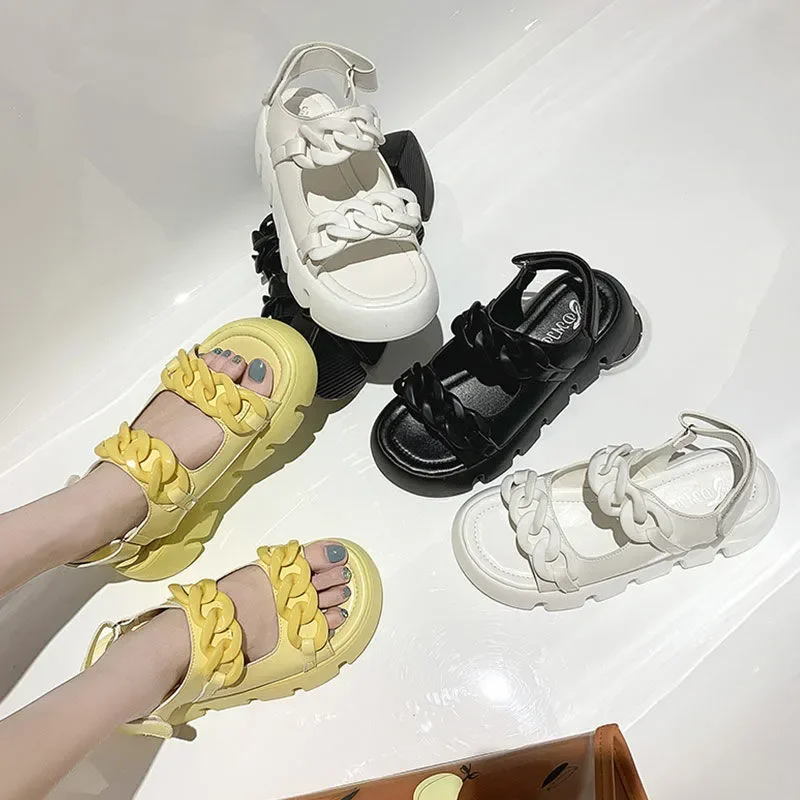Для Женщин, Лето 2023, Уличные туфли на Танкетке в стиле ретро С Римской Цепочкой Ytmtloy, Zapatos De Mujer Plataforma Sadalias Femininas