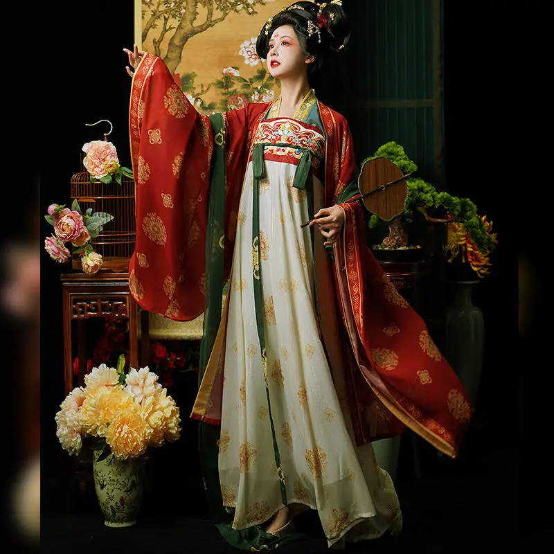 Женское платье Китайской Династии Тан Hanfu с древней традиционной вышивкой, Комплекты Hanfu, Винтажный Женский Костюм для Косплея с Танцами Феи