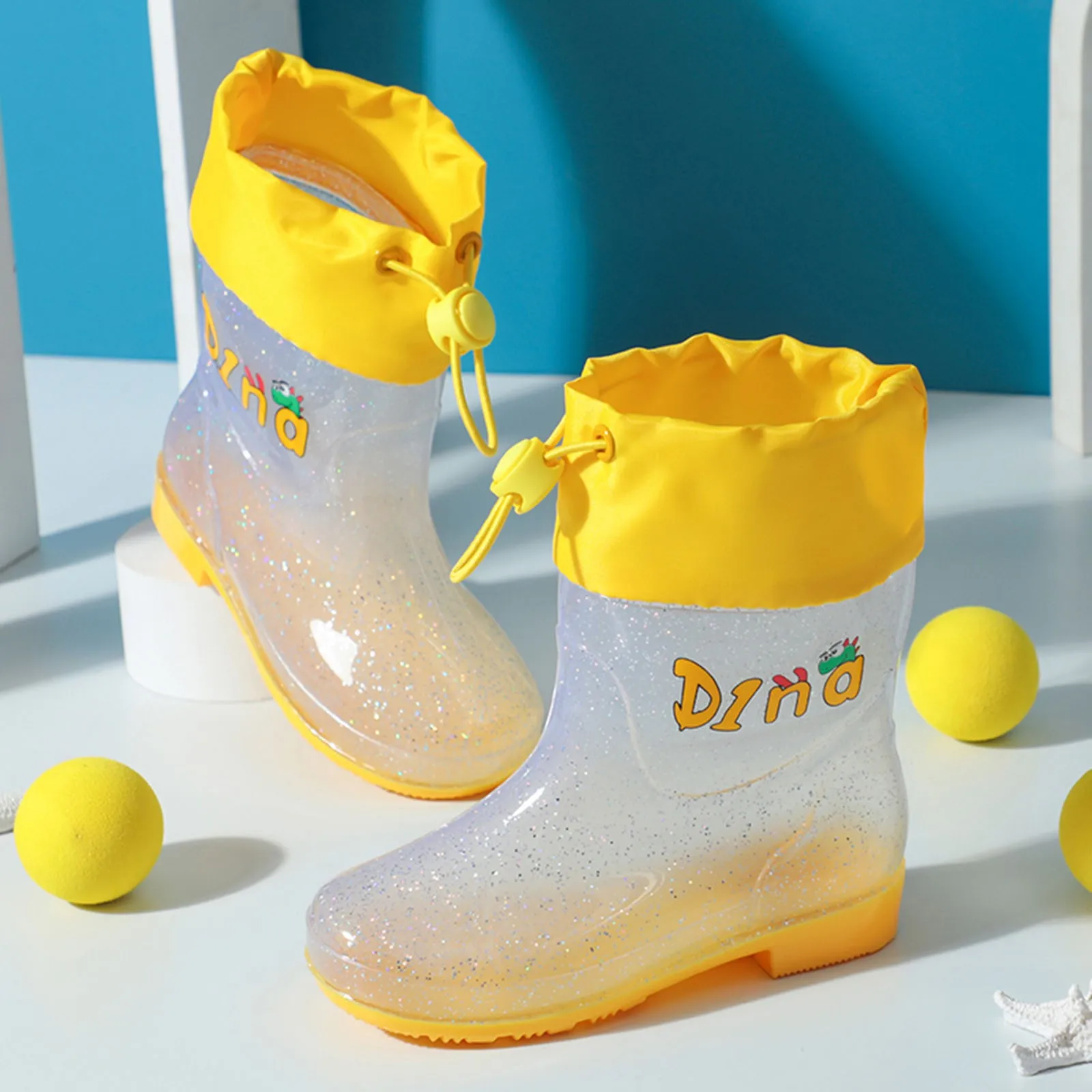 Новые Детские Непромокаемые ботинки для девочек и мальчиков, можно завязать Рот, Зашнуровать, Милые Мультяшные Водонепроницаемые Резиновые сапоги, Детские botas de bebé