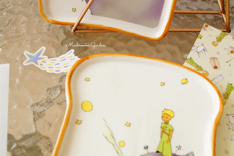 Симпатичная Лиса Эстетичный мультфильм Маленький принц Керамическая Тарелка Иллюстрация Хлеб для Завтрака Форма для тостов Тарелка для Салата Красивая